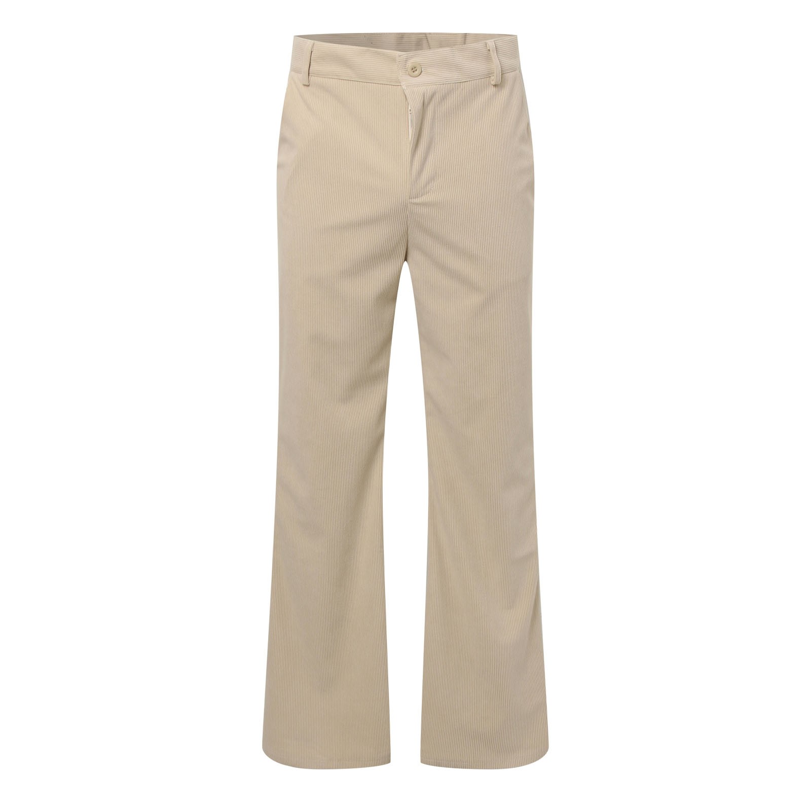 thumbnail image 4 of Pantalones acampanados de pana para hombre: color liso informal, diseño con múltiples bolsillos, cintura elástica para uso profesional o vacacional., 4 of 8